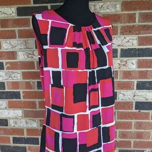 Calvin Klein Sleeveless Geometric Blouse - Large